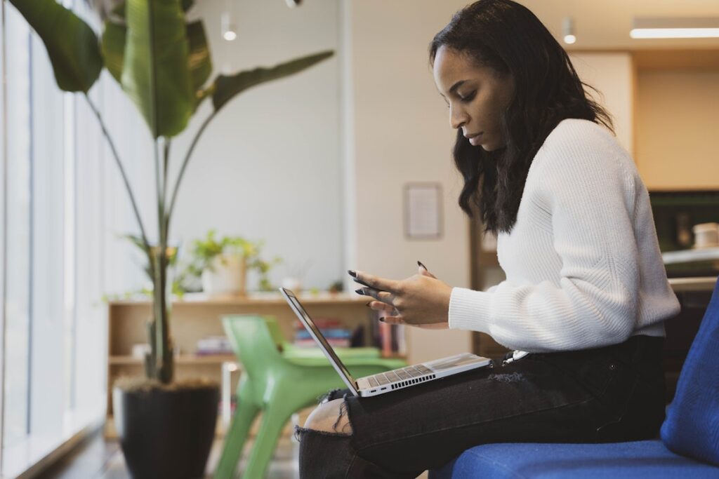 Working on laptop • Brielle Marketing Group